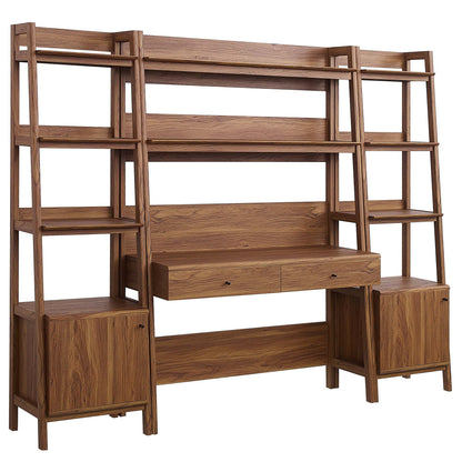 Modway Bixby 3-Piece Wood Office Desk and Bookshelf – EEI-6114-OAK