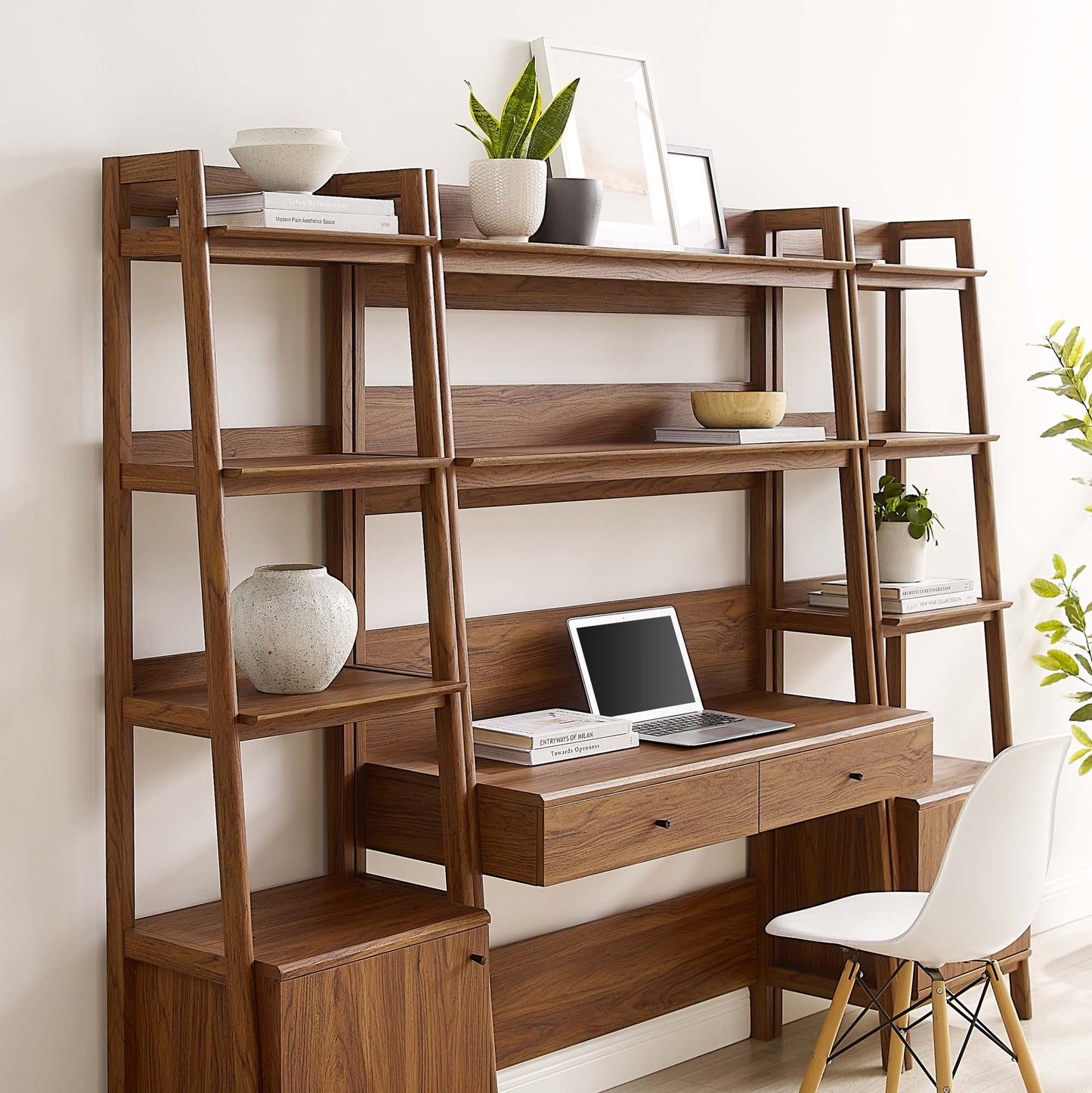 Modway Bixby 3-Piece Wood Office Desk and Bookshelf – EEI-6114-OAK
