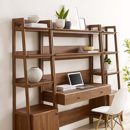 Modway Bixby 3-Piece Wood Office Desk and Bookshelf – EEI-6114-OAK