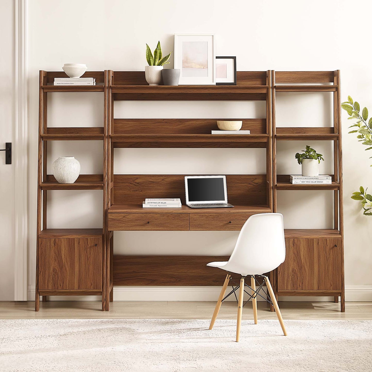 Modway Bixby 3-Piece Wood Office Desk and Bookshelf – EEI-6114-OAK