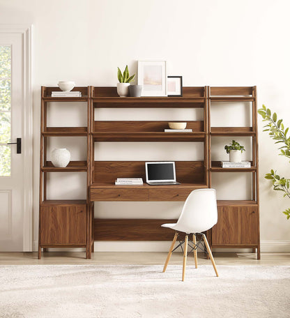 Modway Bixby 3-Piece Wood Office Desk and Bookshelf – EEI-6114-OAK
