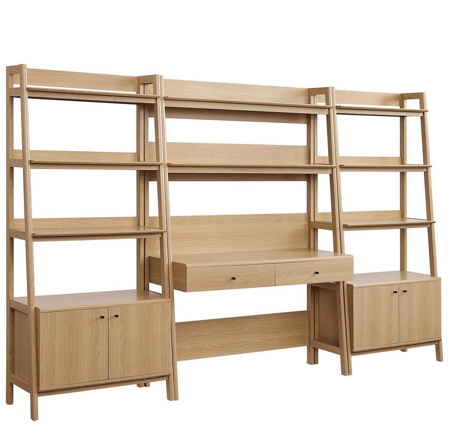 Modway Furniture Bixby 3-Piece Wood Office Desk and Bookshelf – EEI-6115-OAK