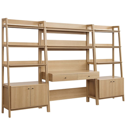 Modway Furniture Bixby 3-Piece Wood Office Desk and Bookshelf – EEI-6115-OAK