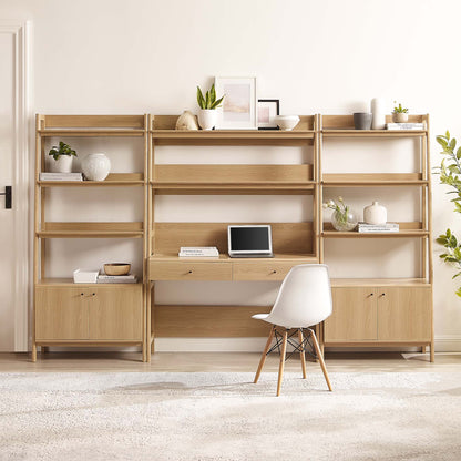 Modway Furniture Bixby 3-Piece Wood Office Desk and Bookshelf – EEI-6115-OAK