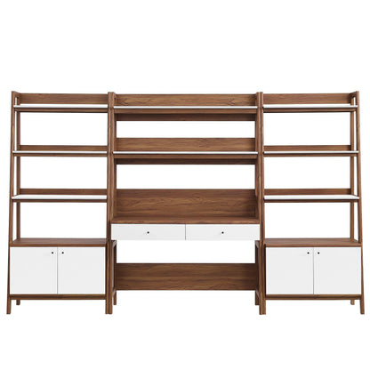 Modway Furniture Bixby 3-Piece Wood Office Desk and Bookshelf – EEI-6115-OAK