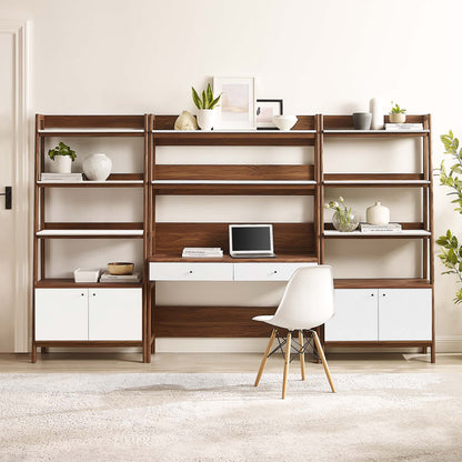 Modway Furniture Bixby 3-Piece Wood Office Desk and Bookshelf – EEI-6115-OAK