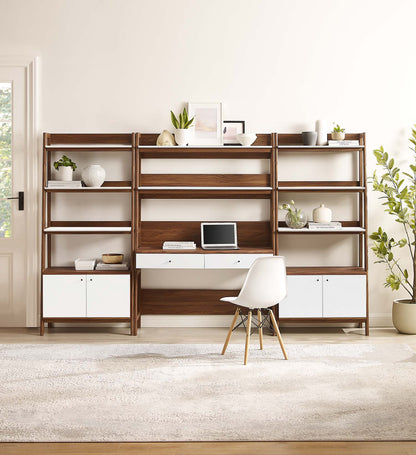 Modway Furniture Bixby 3-Piece Wood Office Desk and Bookshelf – EEI-6115-OAK