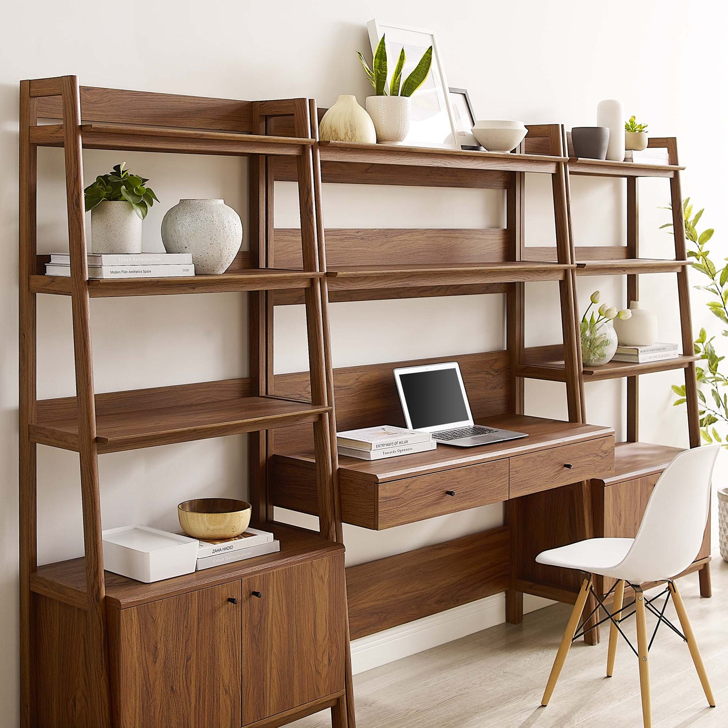 Modway Furniture Bixby 3-Piece Wood Office Desk and Bookshelf – EEI-6115-OAK