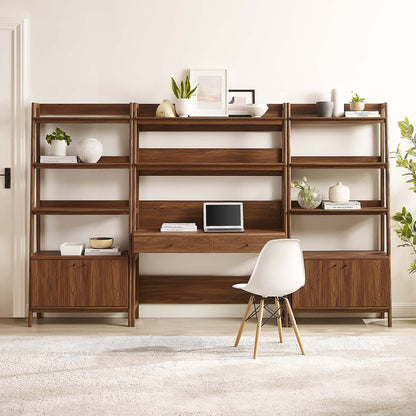 Modway Furniture Bixby 3-Piece Wood Office Desk and Bookshelf – EEI-6115-OAK
