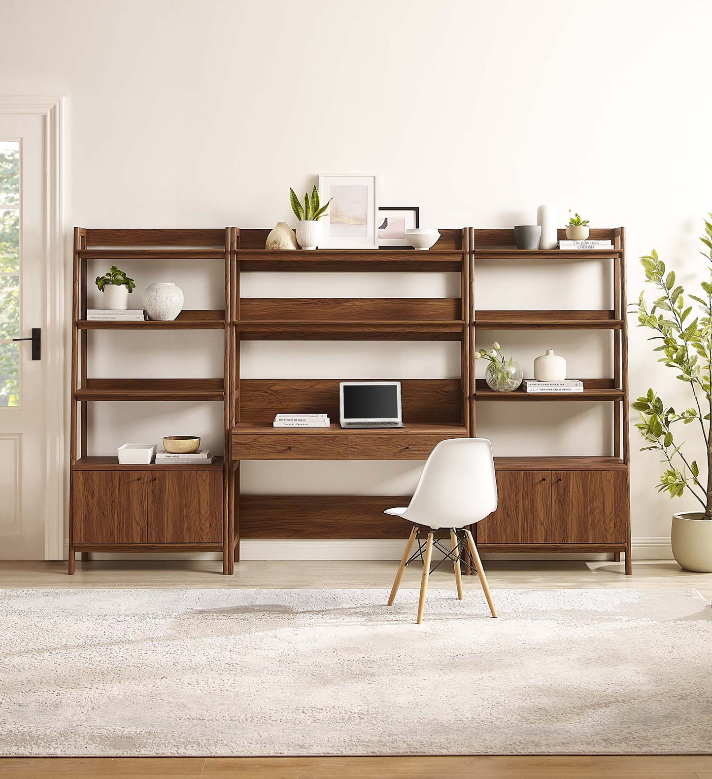 Modway Furniture Bixby 3-Piece Wood Office Desk and Bookshelf – EEI-6115-OAK