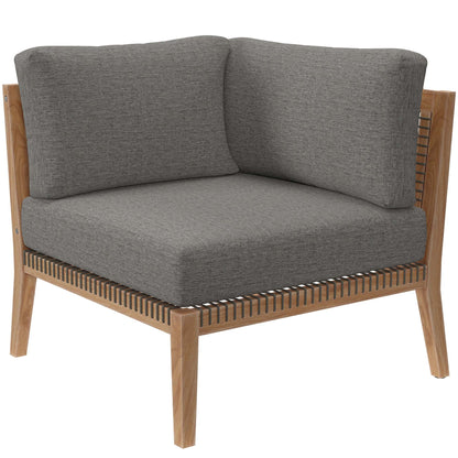 Modway Furniture Clearwater Outdoor Patio Teak Wood 5-Piece Sectional Sofa by Modway - EEI-6123-GRY-GPH
