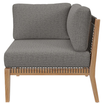 Modway Furniture Clearwater Outdoor Patio Teak Wood 5-Piece Sectional Sofa by Modway - EEI-6123-GRY-GPH