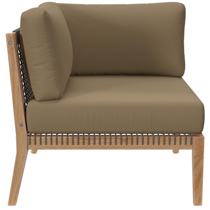 Modway Furniture Clearwater Outdoor Patio Teak Wood 5-Piece Sectional Sofa by Modway - EEI-6123-GRY-GPH