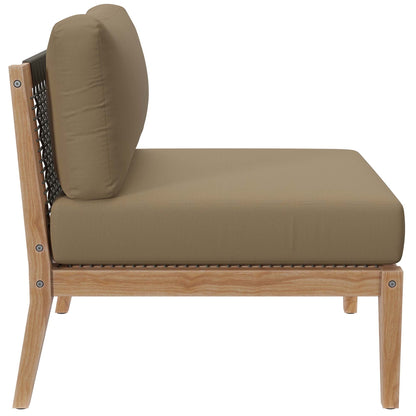 Modway Furniture Clearwater Outdoor Patio Teak Wood 5-Piece Sectional Sofa by Modway - EEI-6123-GRY-GPH