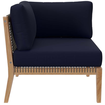 Modway Furniture Clearwater Outdoor Patio Teak Wood 5-Piece Sectional Sofa by Modway - EEI-6123-GRY-GPH
