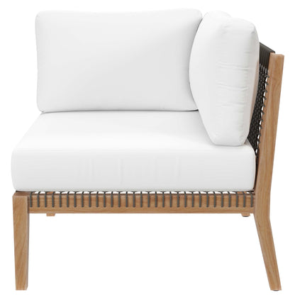 Modway Furniture Clearwater Outdoor Patio Teak Wood 5-Piece Sectional Sofa by Modway - EEI-6123-GRY-GPH