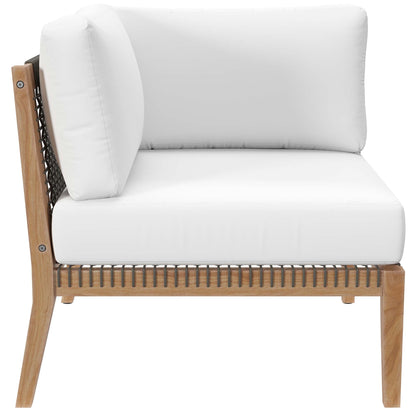 Modway Furniture Clearwater Outdoor Patio Teak Wood 5-Piece Sectional Sofa by Modway - EEI-6123-GRY-GPH