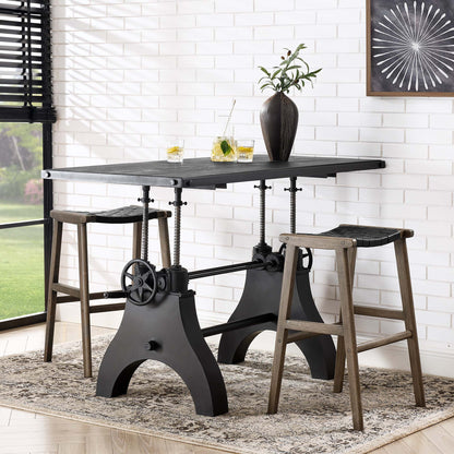 Modway furniture Genuine 60" Crank Adjustable Height Dining Table and Computer Desk - EEI-6148-BLK-BLK