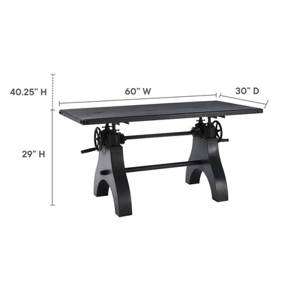 Modway furniture Genuine 60" Crank Adjustable Height Dining Table and Computer Desk - EEI-6148-BLK-BLK