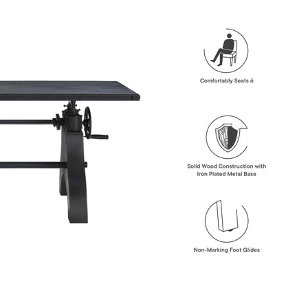 Modway furniture Genuine 60" Crank Adjustable Height Dining Table and Computer Desk - EEI-6148-BLK-BLK