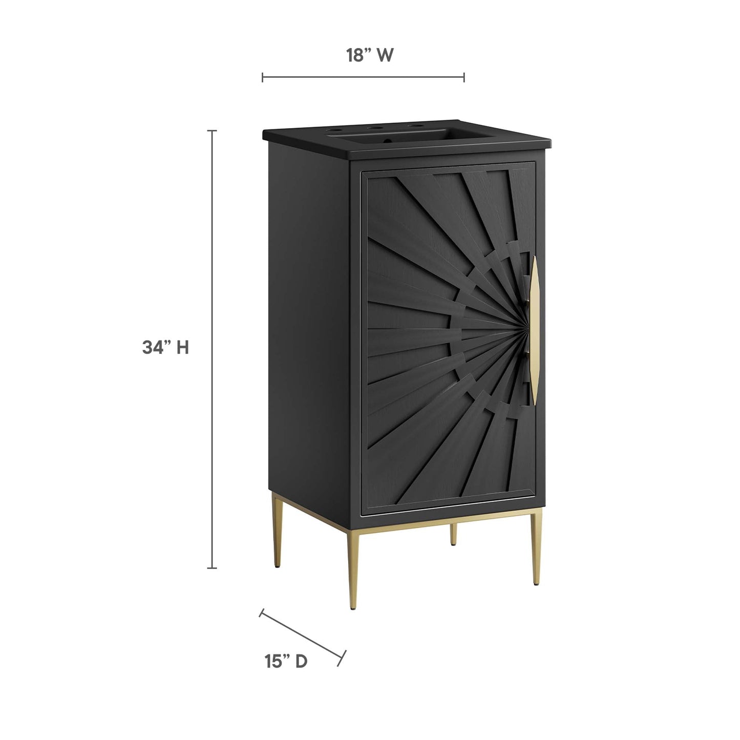 Modway furniture Awaken Bathroom Vanity Basin Included - EEI-6289-WHI-BLK