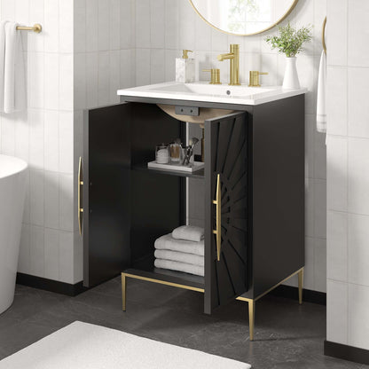 Modway furniture Awaken Bathroom Vanity Basin Included - EEI-6289-WHI-BLK