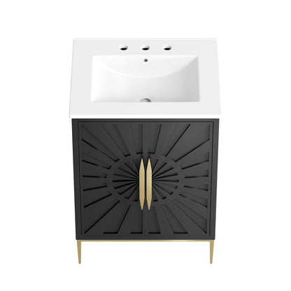 Modway furniture Awaken Bathroom Vanity Basin Included - EEI-6289-WHI-BLK