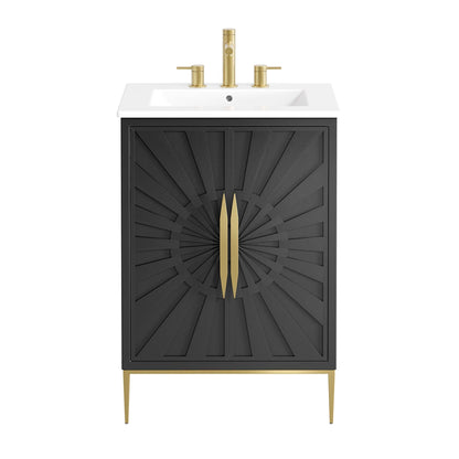 Modway furniture Awaken Bathroom Vanity Basin Included - EEI-6289-WHI-BLK