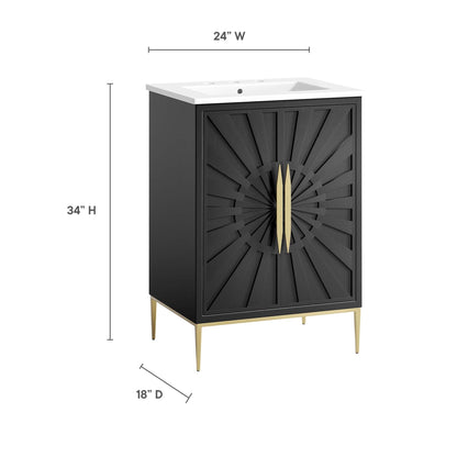 Modway furniture Awaken Bathroom Vanity Basin Included - EEI-6289-WHI-BLK