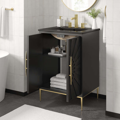 Modway furniture Awaken Bathroom Vanity Basin Included - EEI-6289-WHI-BLK