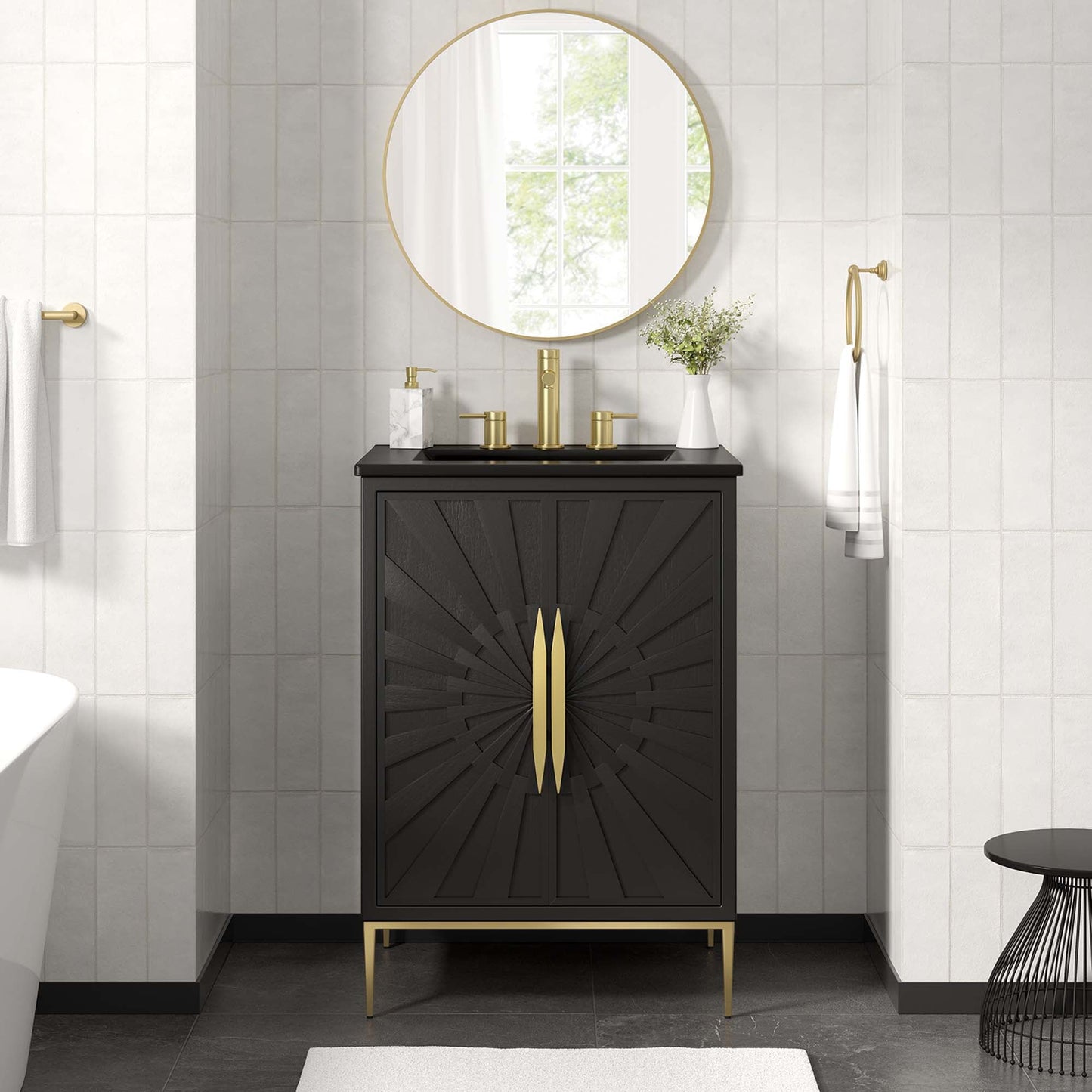 Modway furniture Awaken Bathroom Vanity Basin Included - EEI-6289-WHI-BLK