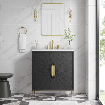 Modway furniture Awaken Bathroom Vanity Basin Included - EEI-6289-WHI-BLK