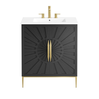 Modway furniture Awaken Bathroom Vanity Basin Included - EEI-6289-WHI-BLK