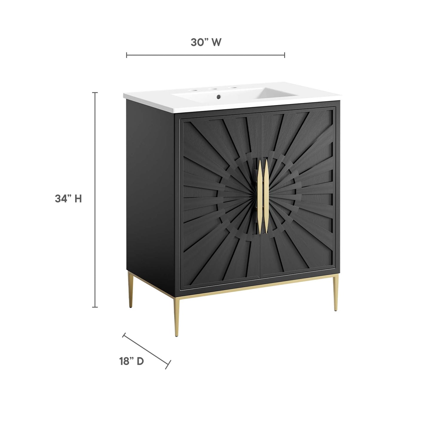 Modway furniture Awaken Bathroom Vanity Basin Included - EEI-6289-WHI-BLK