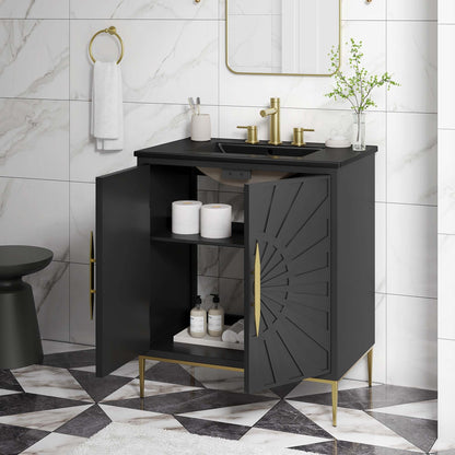 Modway furniture Awaken Bathroom Vanity Basin Included - EEI-6289-WHI-BLK