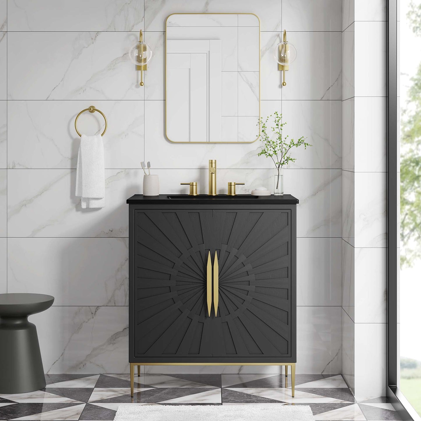Modway furniture Awaken Bathroom Vanity Basin Included - EEI-6289-WHI-BLK