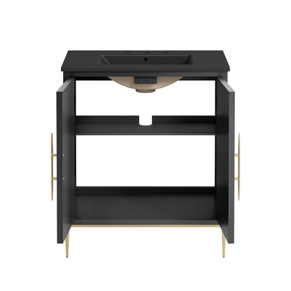 Modway furniture Awaken Bathroom Vanity Basin Included - EEI-6289-WHI-BLK