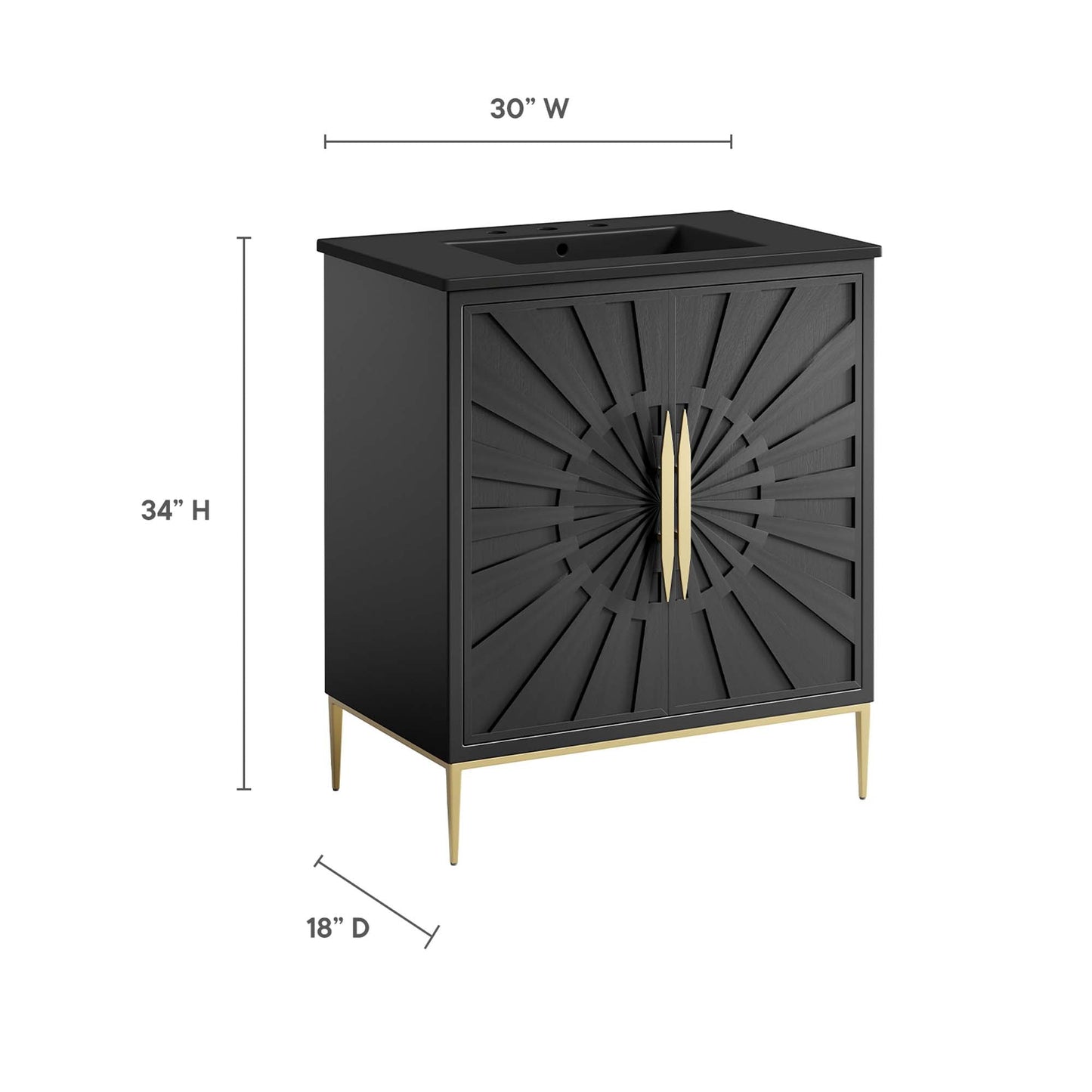 Modway furniture Awaken Bathroom Vanity Basin Included - EEI-6289-WHI-BLK