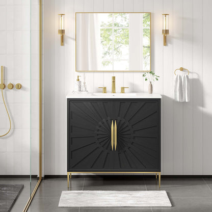 Modway furniture Awaken Bathroom Vanity Basin Included - EEI-6289-WHI-BLK