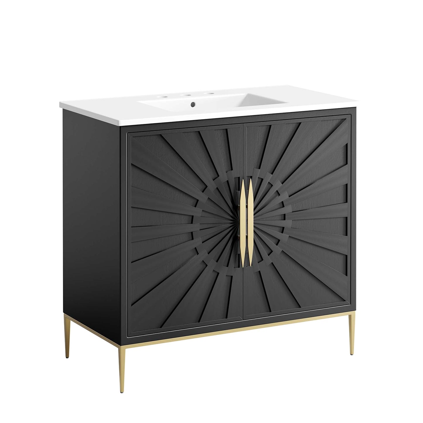 Modway furniture Awaken Bathroom Vanity Basin Included - EEI-6289-WHI-BLK