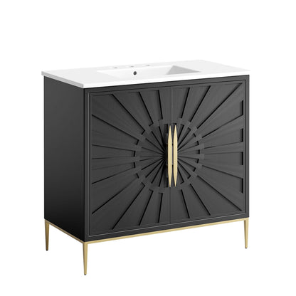 Modway furniture Awaken Bathroom Vanity Basin Included - EEI-6289-WHI-BLK