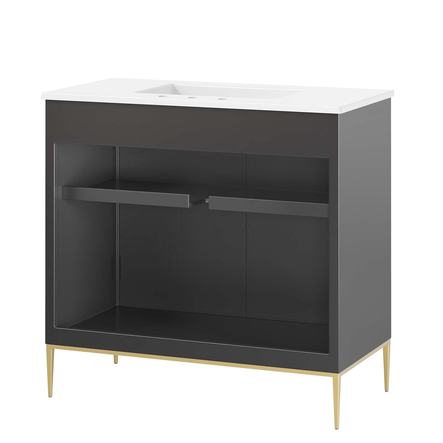 Modway furniture Awaken Bathroom Vanity Basin Included - EEI-6289-WHI-BLK