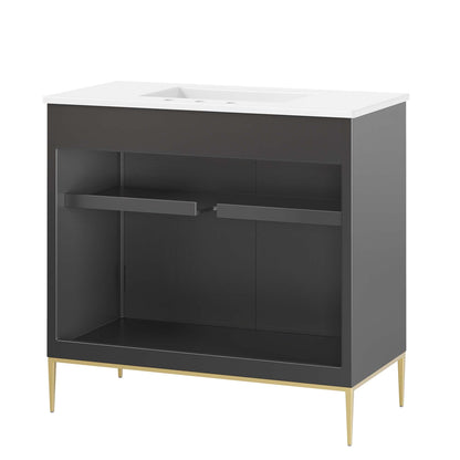 Modway furniture Awaken Bathroom Vanity Basin Included - EEI-6289-WHI-BLK