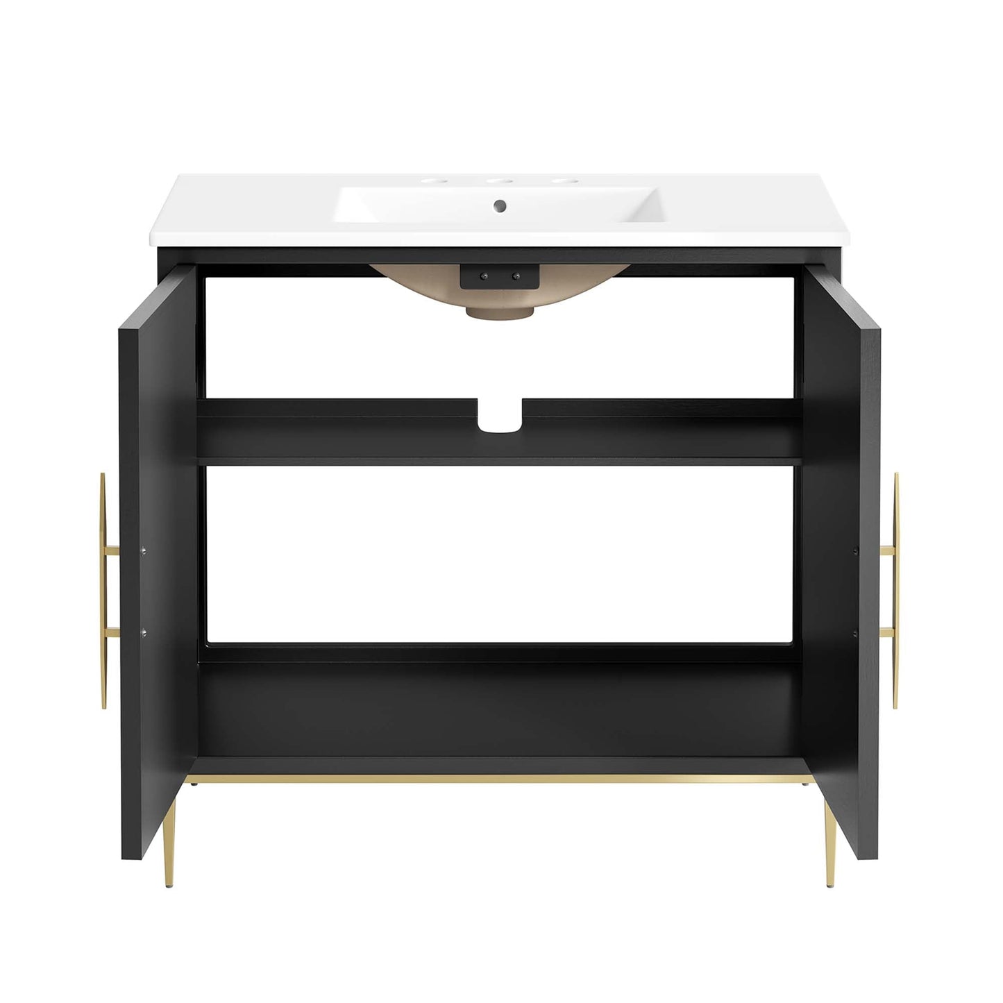 Modway furniture Awaken Bathroom Vanity Basin Included - EEI-6289-WHI-BLK