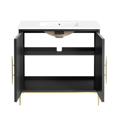 Modway furniture Awaken Bathroom Vanity Basin Included - EEI-6289-WHI-BLK