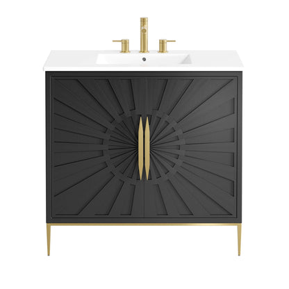 Modway furniture Awaken Bathroom Vanity Basin Included - EEI-6289-WHI-BLK