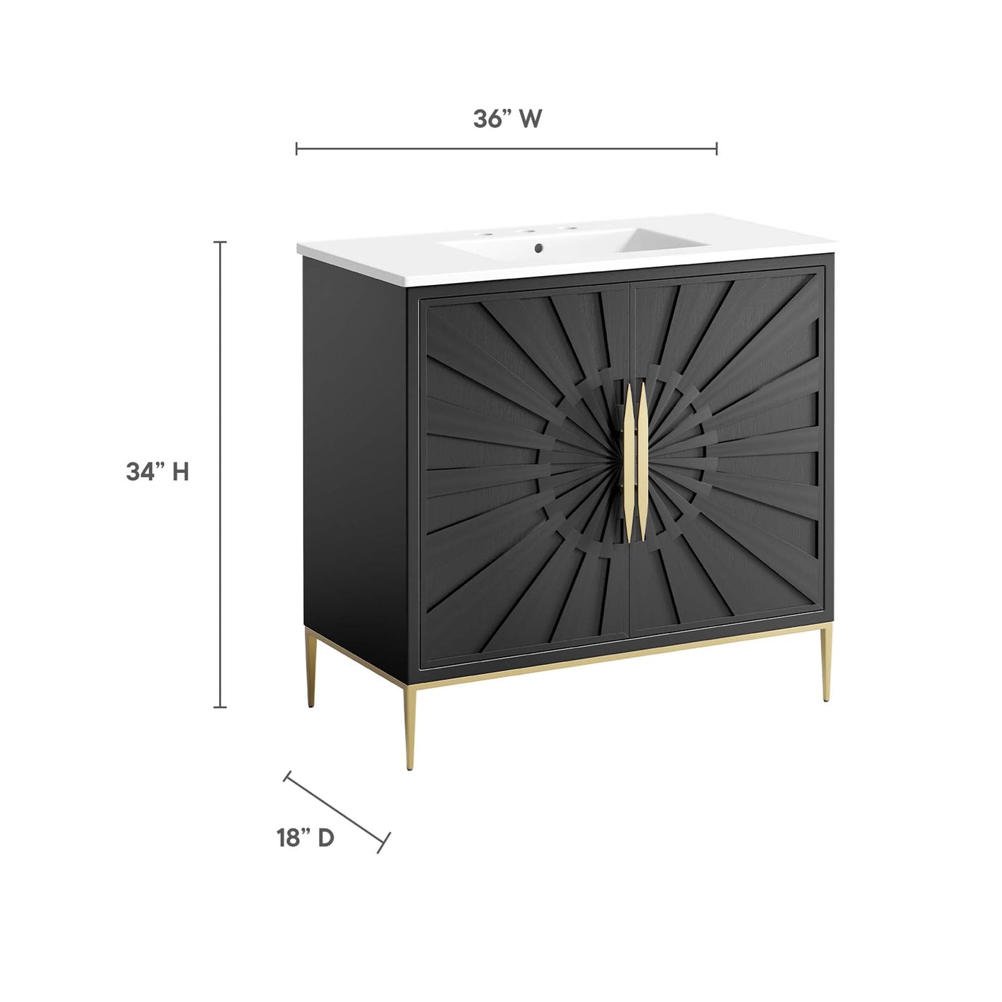 Modway furniture Awaken Bathroom Vanity Basin Included - EEI-6289-WHI-BLK