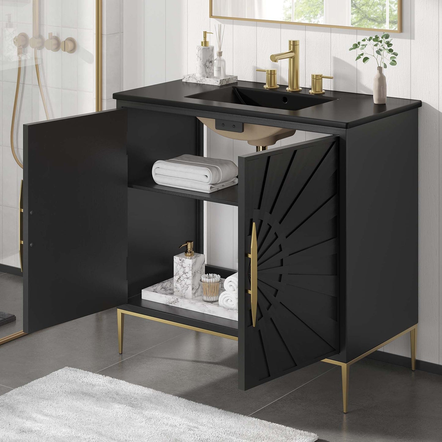 Modway furniture Awaken Bathroom Vanity Basin Included - EEI-6289-WHI-BLK