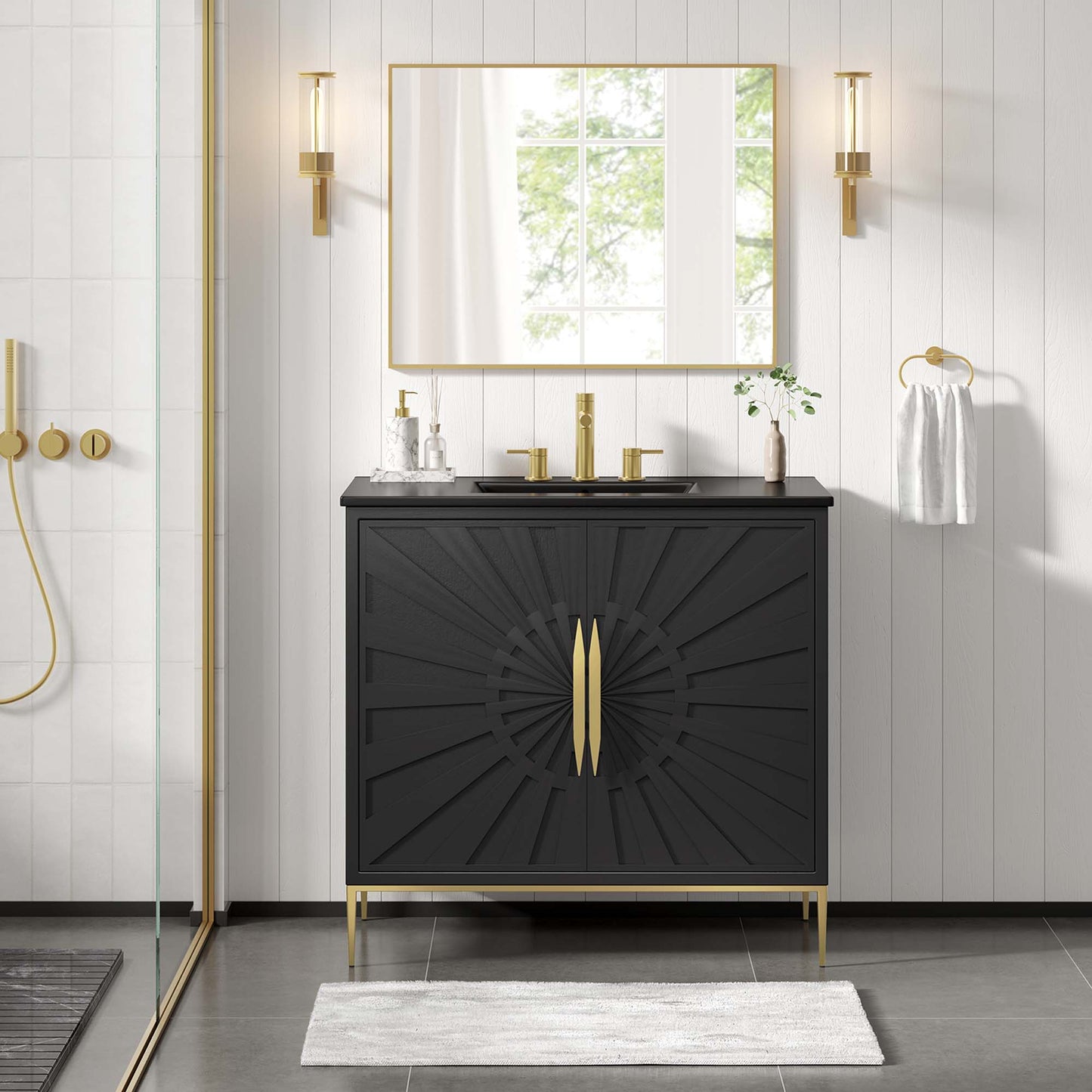 Modway furniture Awaken Bathroom Vanity Basin Included - EEI-6289-WHI-BLK