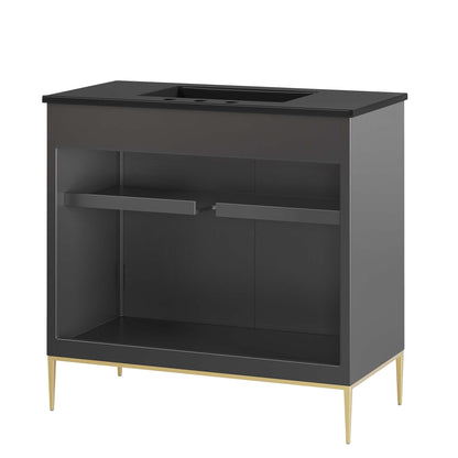 Modway furniture Awaken Bathroom Vanity Basin Included - EEI-6289-WHI-BLK